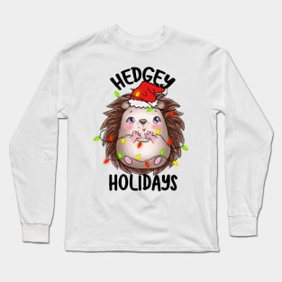 Hedgy Holidays, Cute Adorable Hedgehog Design for Christmas or Xmas Long Sleeve T-Shirt